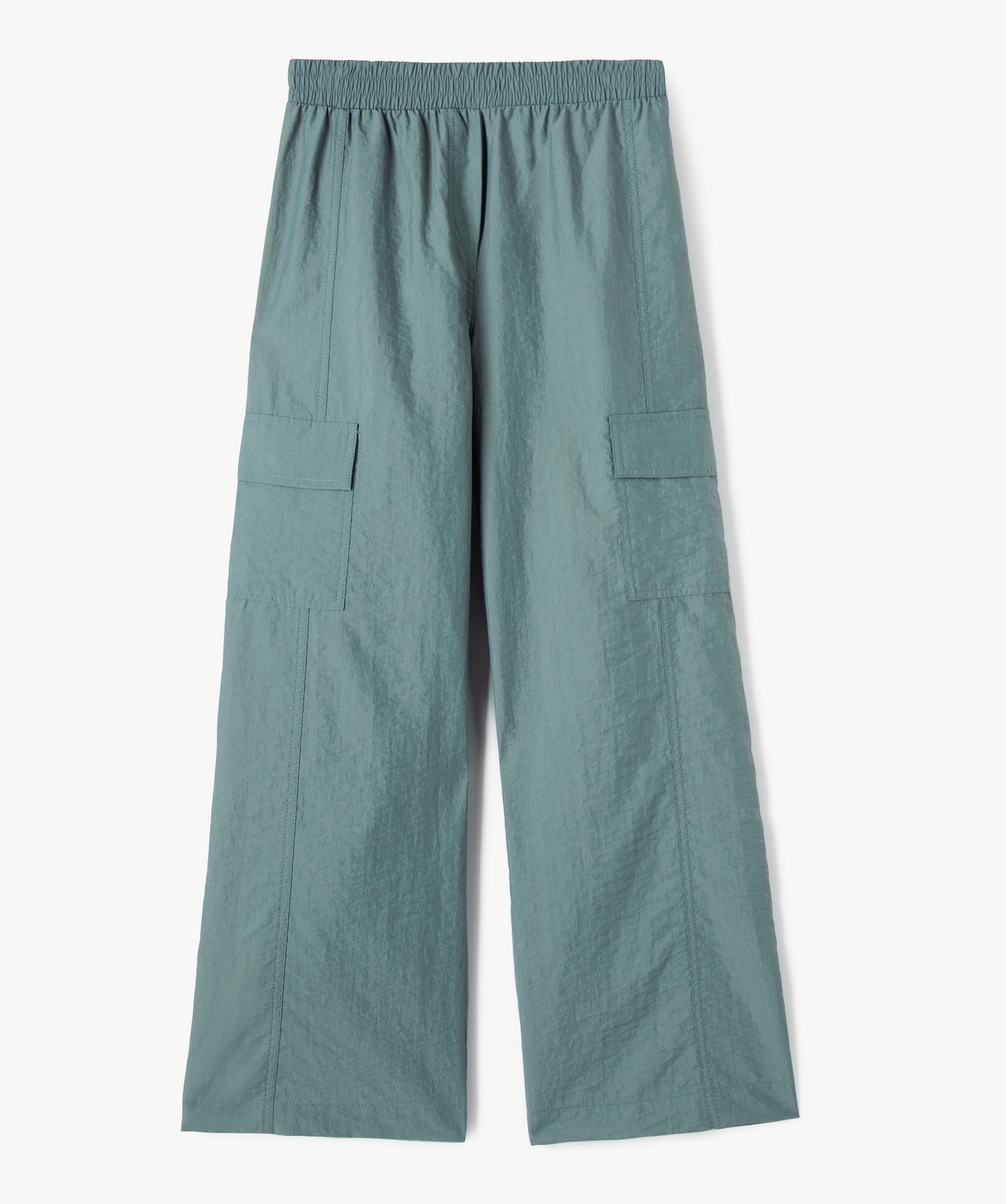 Pantalon en toile de parachute avec poches à rabat fille gris | GEMO