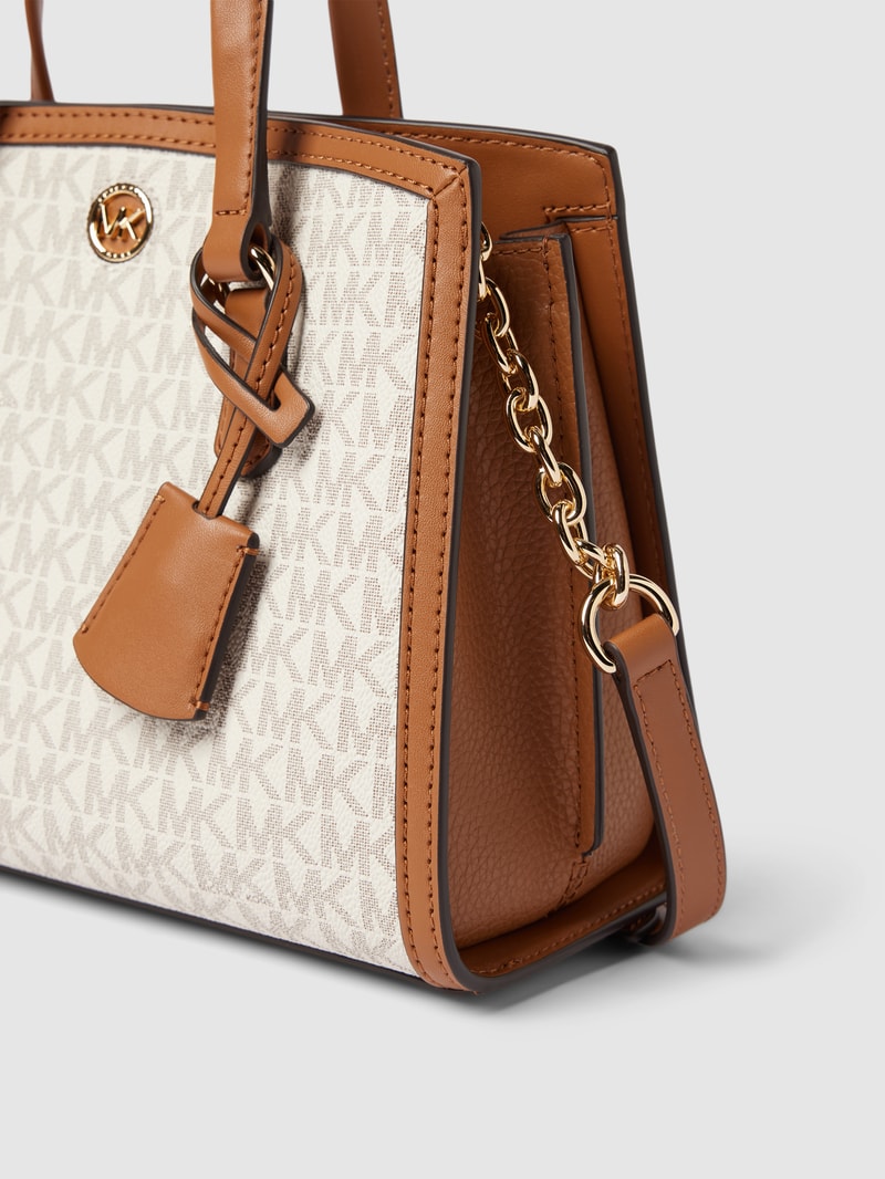 Handtasche mit Allover-Logo Modell 'CHANTAL' in ecru