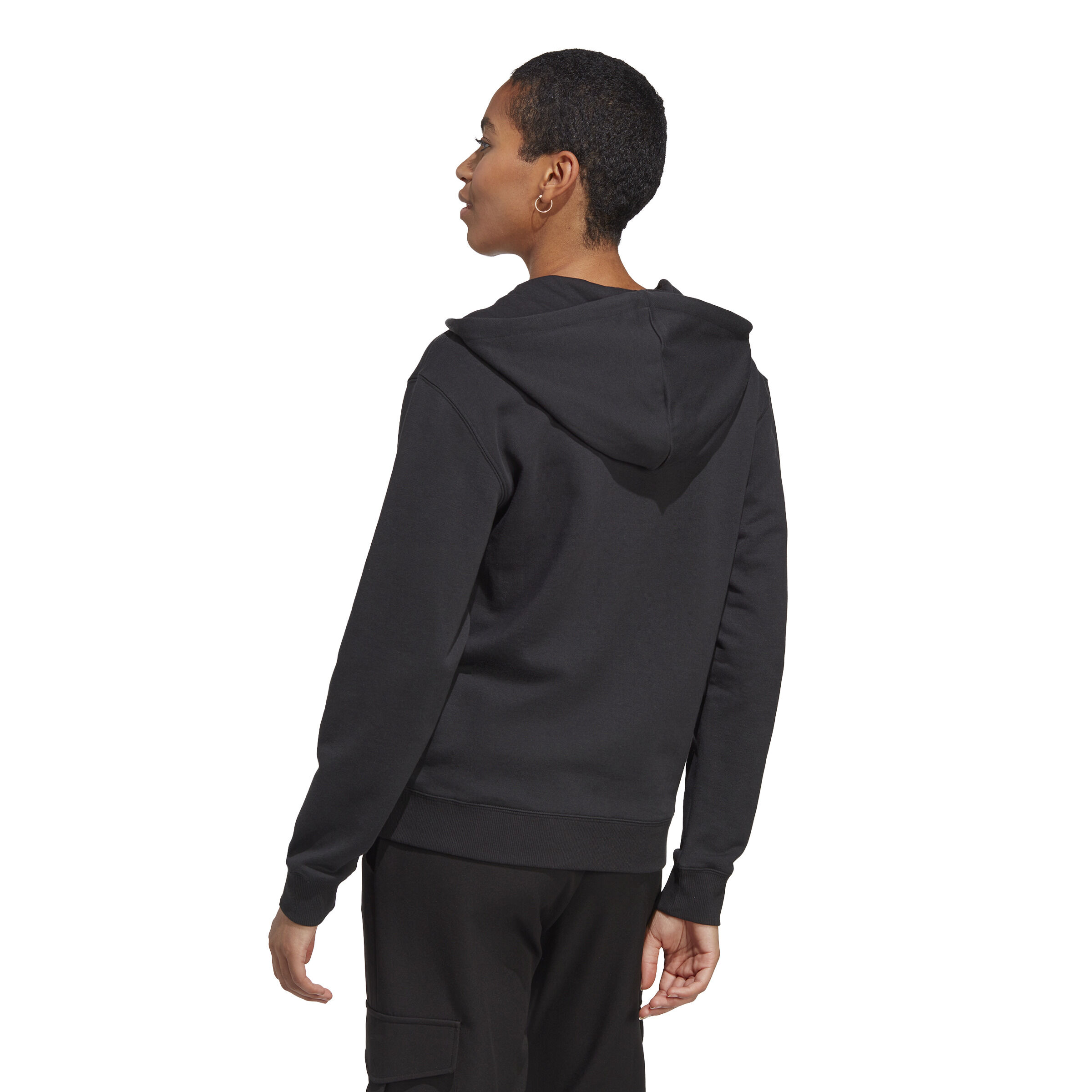 Linear French Terry Full Zip Sweatjacke Damen - Schwarz, Weiß