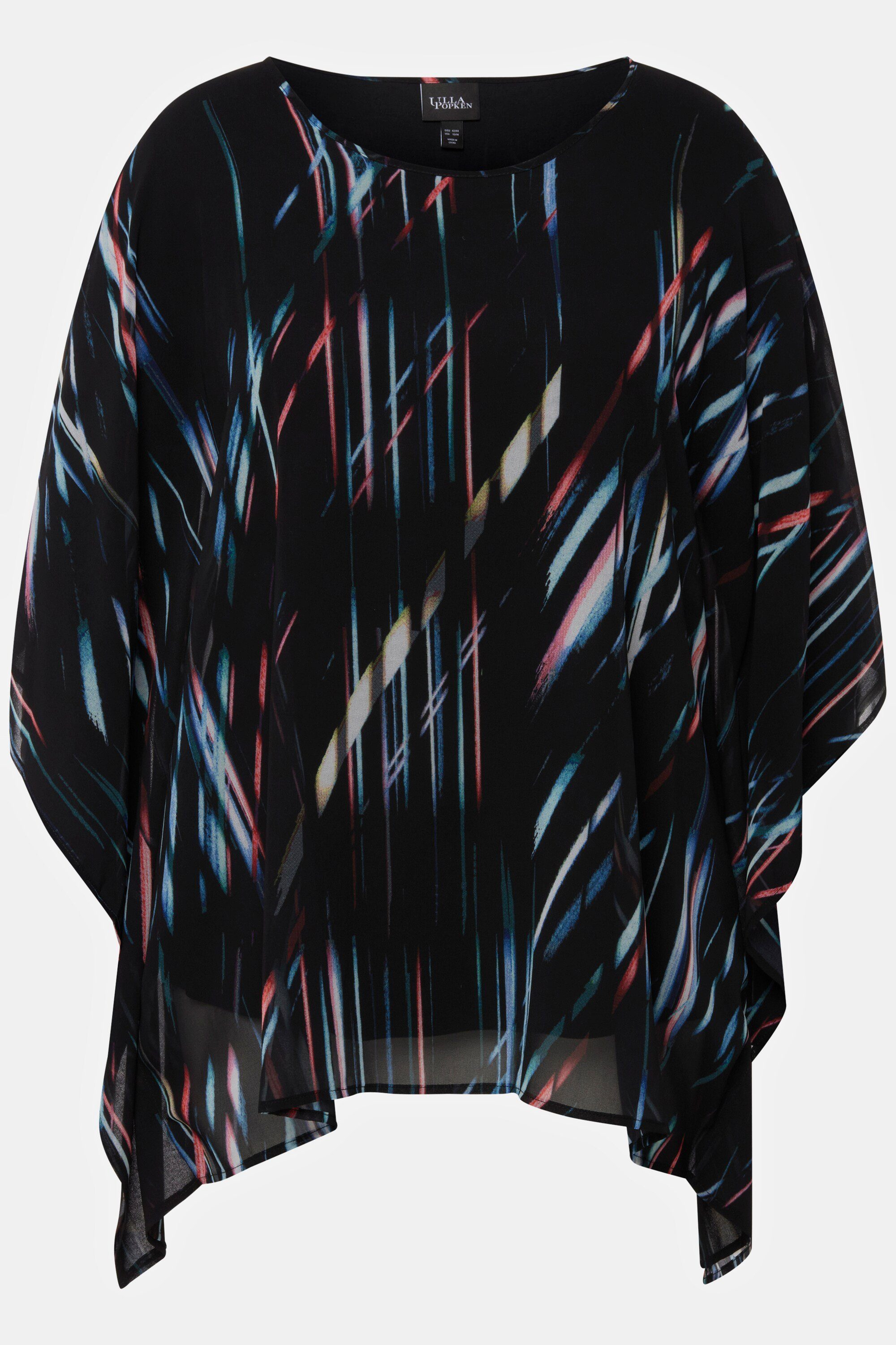 Ulla Popken Tunika Chiffon-Tunika doppellagig Rundhals 3/4-Arm