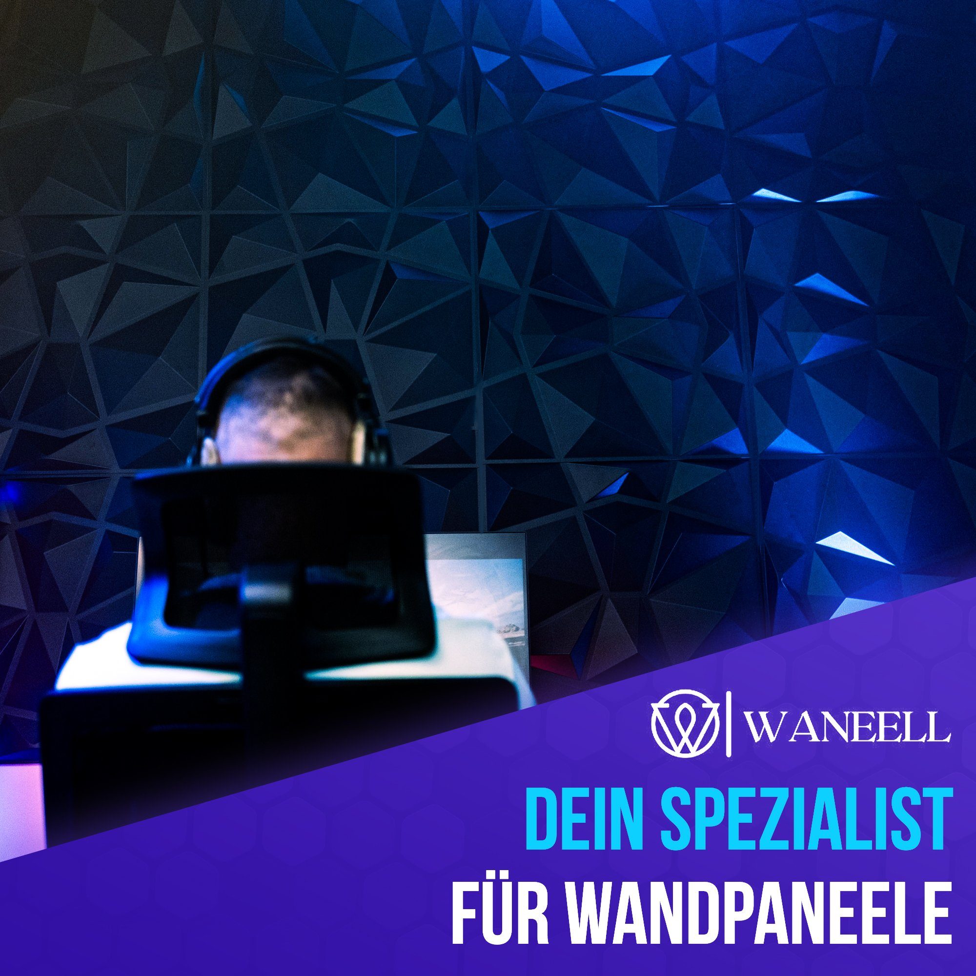 WANEELL 3D Wandpaneel Diamond, BxL: 50,00x50,00 cm, 3,00 qm, (12er Set, Hochwertige PVC Paneele ideal für die Gaming Wand) PVC