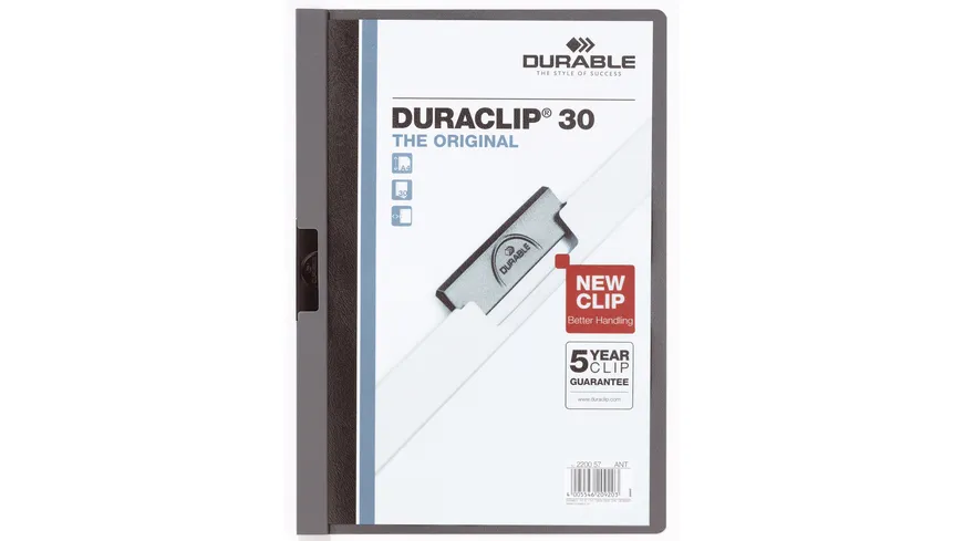 DURABLE Klemm-Mappe DURACLIP® A4 30 Blatt anthrazit