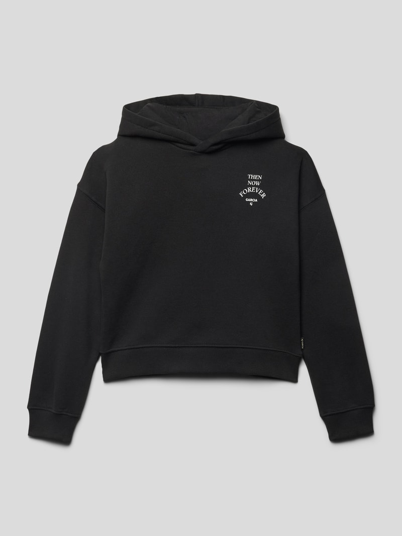Cropped Hoodie mit Label-Print Modell 'CLEAN' in schwarz