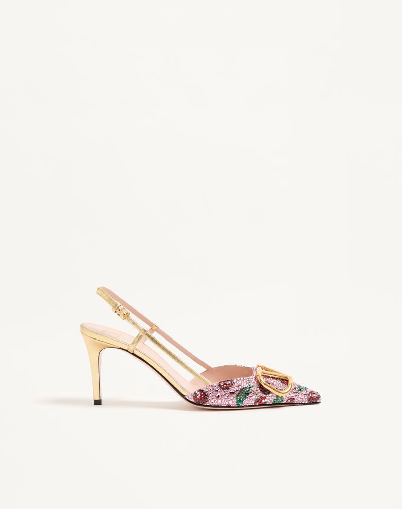 Sapato de salto VLogo Signature Slingback com bordado Cherryfic 80mm