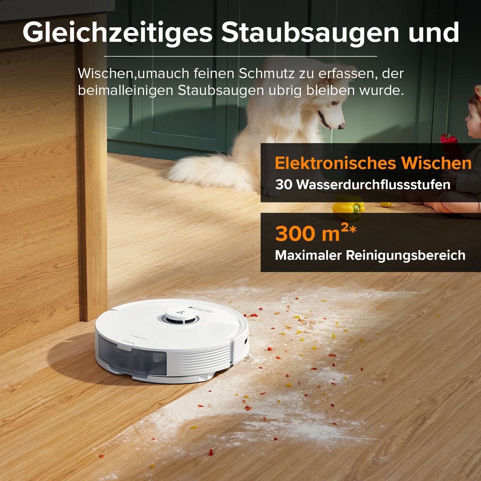 Roborock Saugroboter Q8 MAX+, 59,00 W, Saugroboterr mit selbstentleerender Absaugstation (7 Wochen) , DuoRoller-Bürste, 5500 Pa Saugkraft, No-Go-Zonen, Reinigung entlang der Bodenlinien, Sprach-/App-Steuerung, Q7 MAX+ Update
