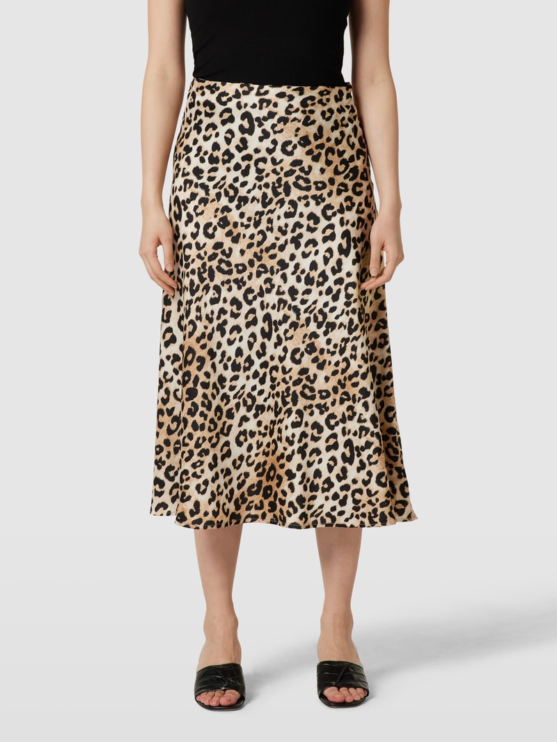 Midirock mit Animal-Print in ecru