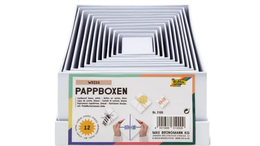 folia Pappboxen weiss 12 Grössen weiß