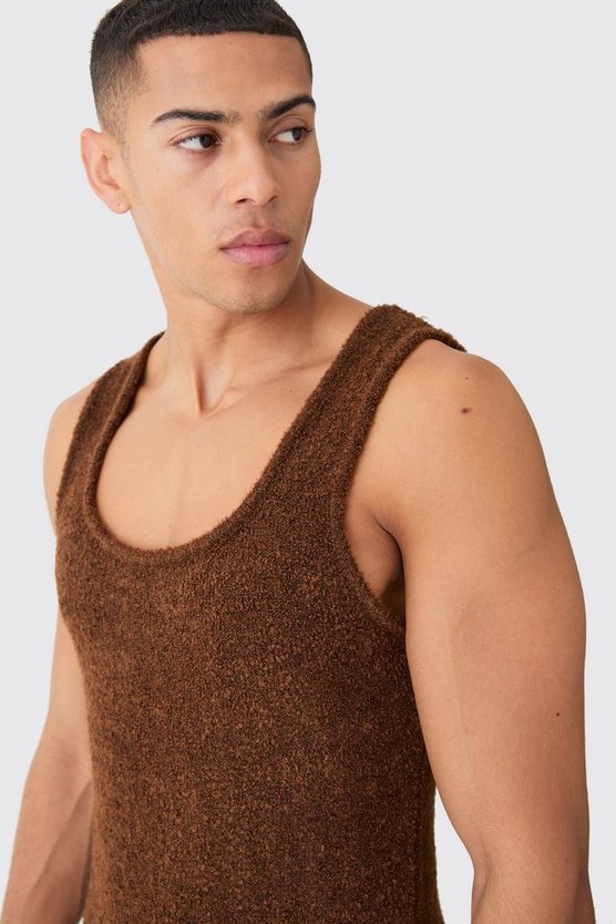 Strukturierter Bouclee Muscle-Fit Pullunder