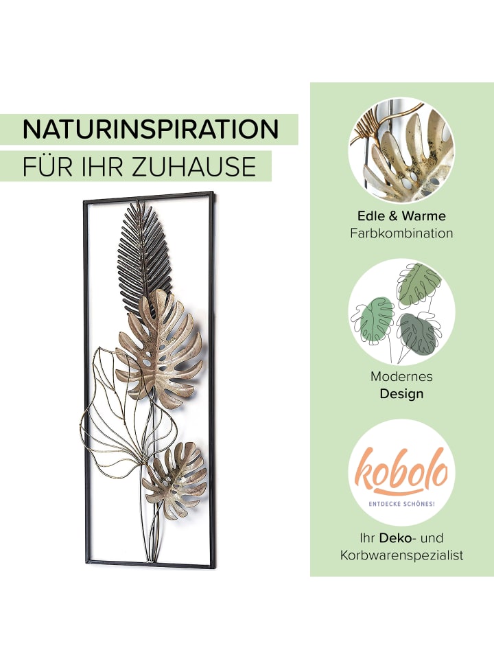 kobolo Metallbild MONSTERA in Gold günstig kaufen onesize