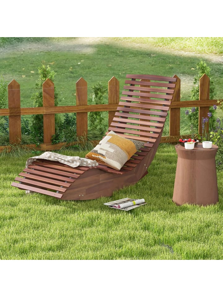 COSTWAY 2er Set Sonnenliege ergonomisch in Hellbraun günstig kaufen onesize