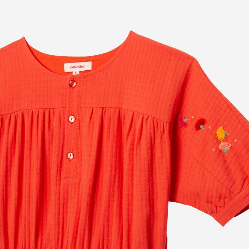 Robe fille armurée orange brodée Catimini