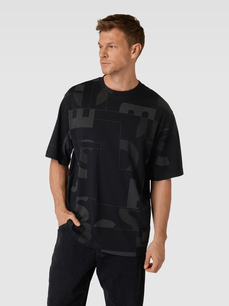 T-Shirt mit Statement-Print Modell 'Timono Lotus' in schwarz