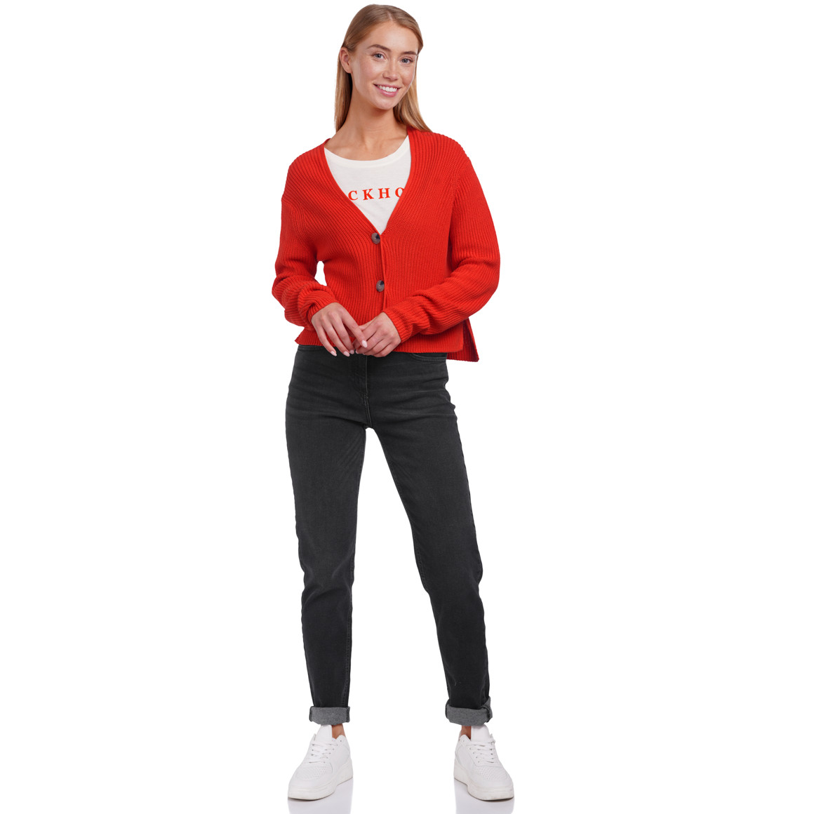 Damen Strickjacke aus Rippstrick