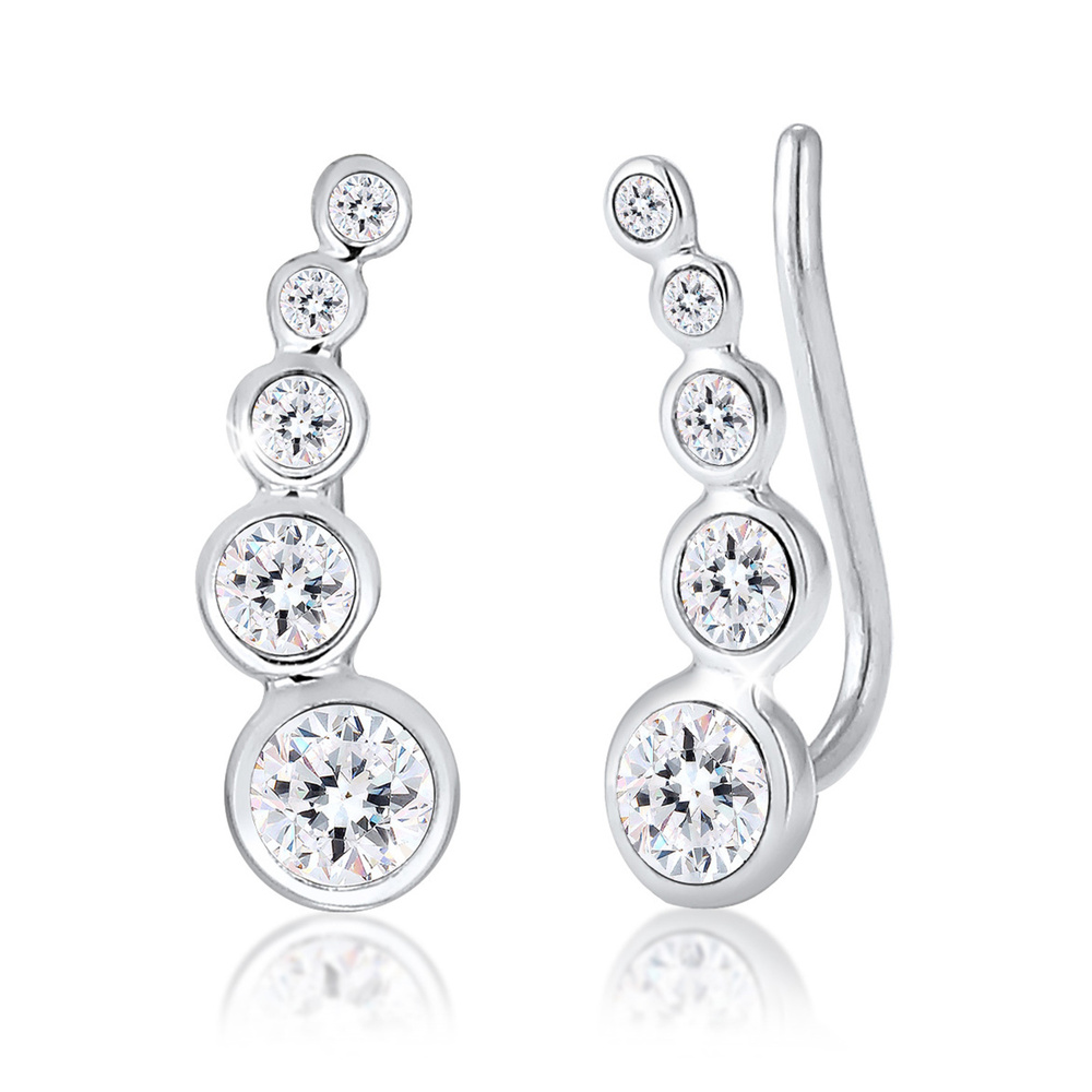Elli Elli Boucles d'Oreilles Femmes Earcuff Geo avec cristaux en argent sterling 925 Boucles d'oreilles