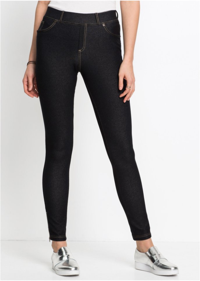 Leggings in Jeansoptik mit Zipper