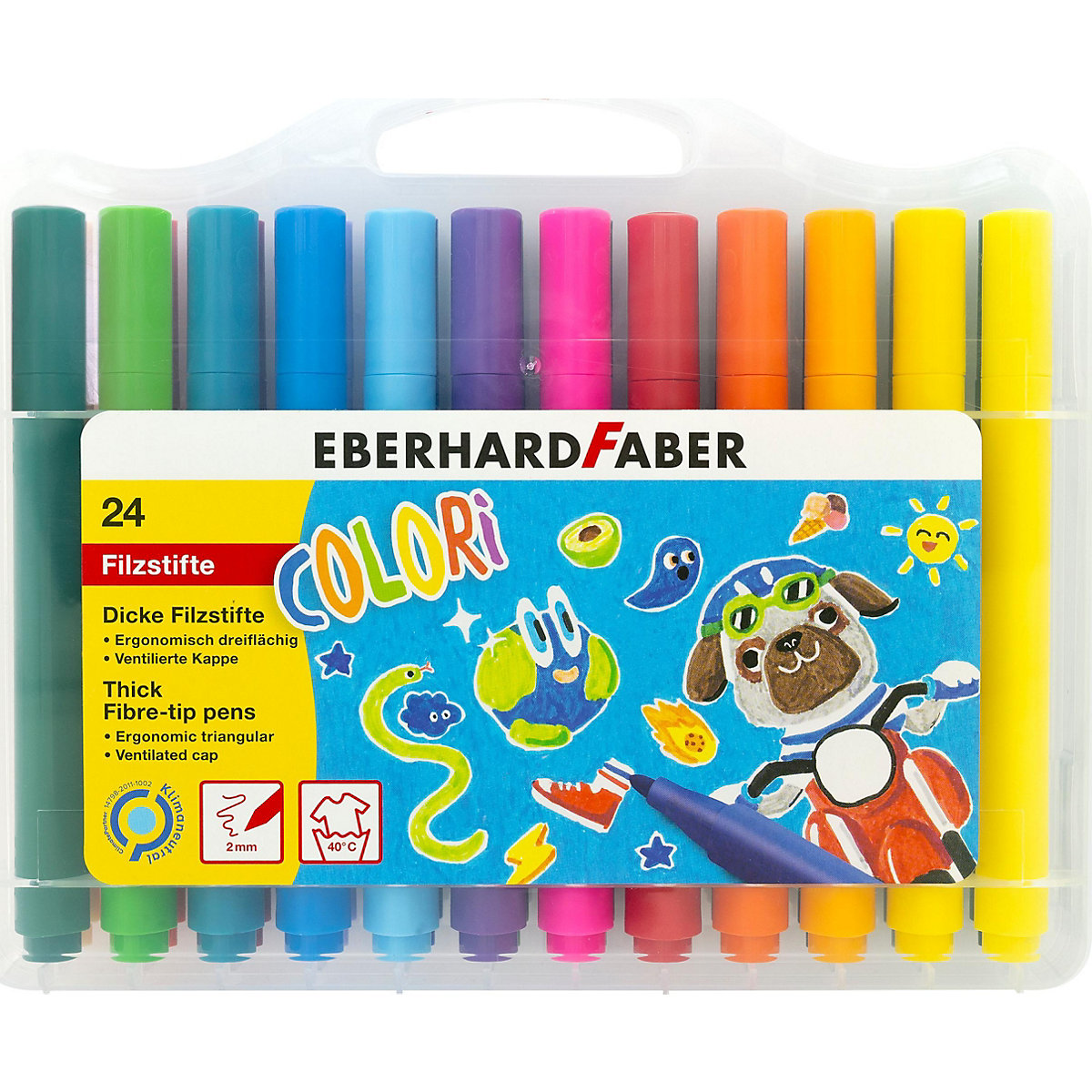 Dreikant-Jumbo-Fasermaler COLORI, 24 Farben
