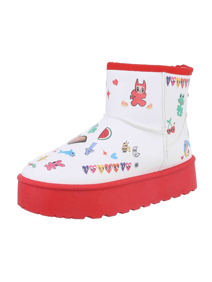 Ital-Design Stiefelette in Rot und Weiß günstig kaufen