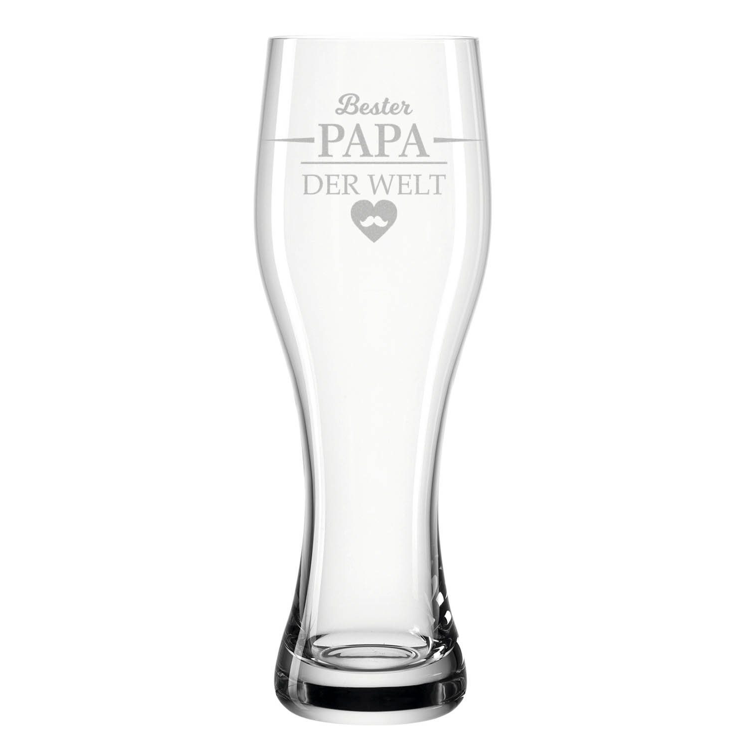 GRAVURZEILE Bierglas Leonardo Weizenglas mit Gravur - Bester Papa der Welt, Glas, Geschenk für Männer - Vatertagsgeschenk - 0,5l Weizenbierglas