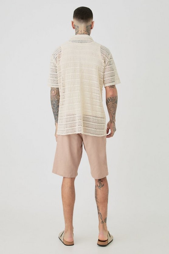 Tall Leinen-Shorts mit elastischem Bund