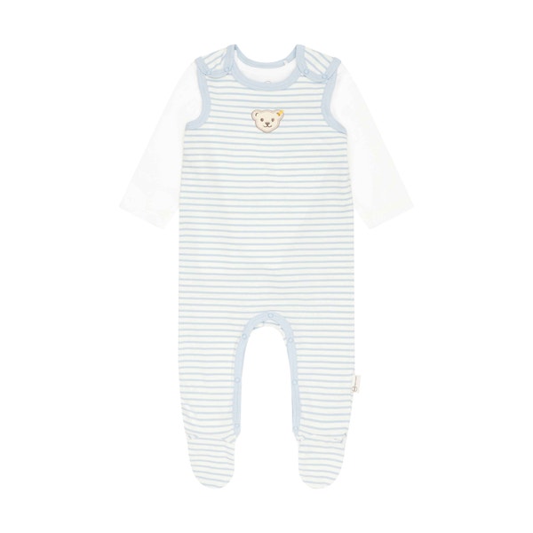 Set Strampler + T-Shirt langarm GOTS, hellblau