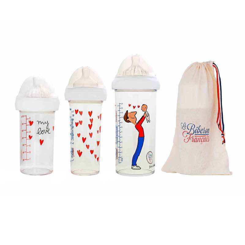Lot de 3 biberons anti-coliques Papa et bébé Le biberon français