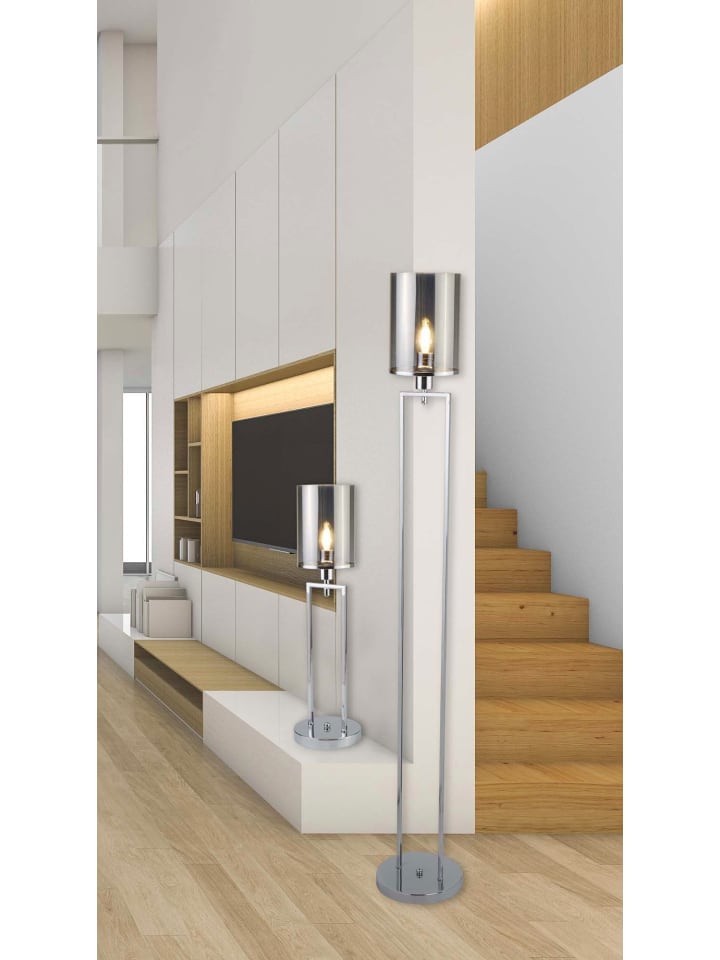 Licht-Erlebnisse Stehlampe in Chrom Rauchgrau günstig kaufen onesize