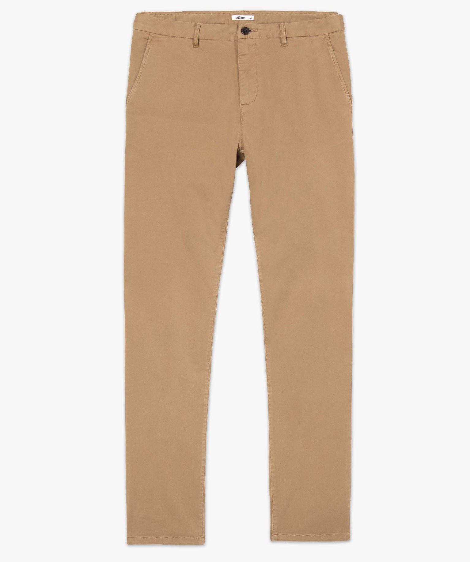 Pantalon chino en coton stretch homme marron clair | GEMO
