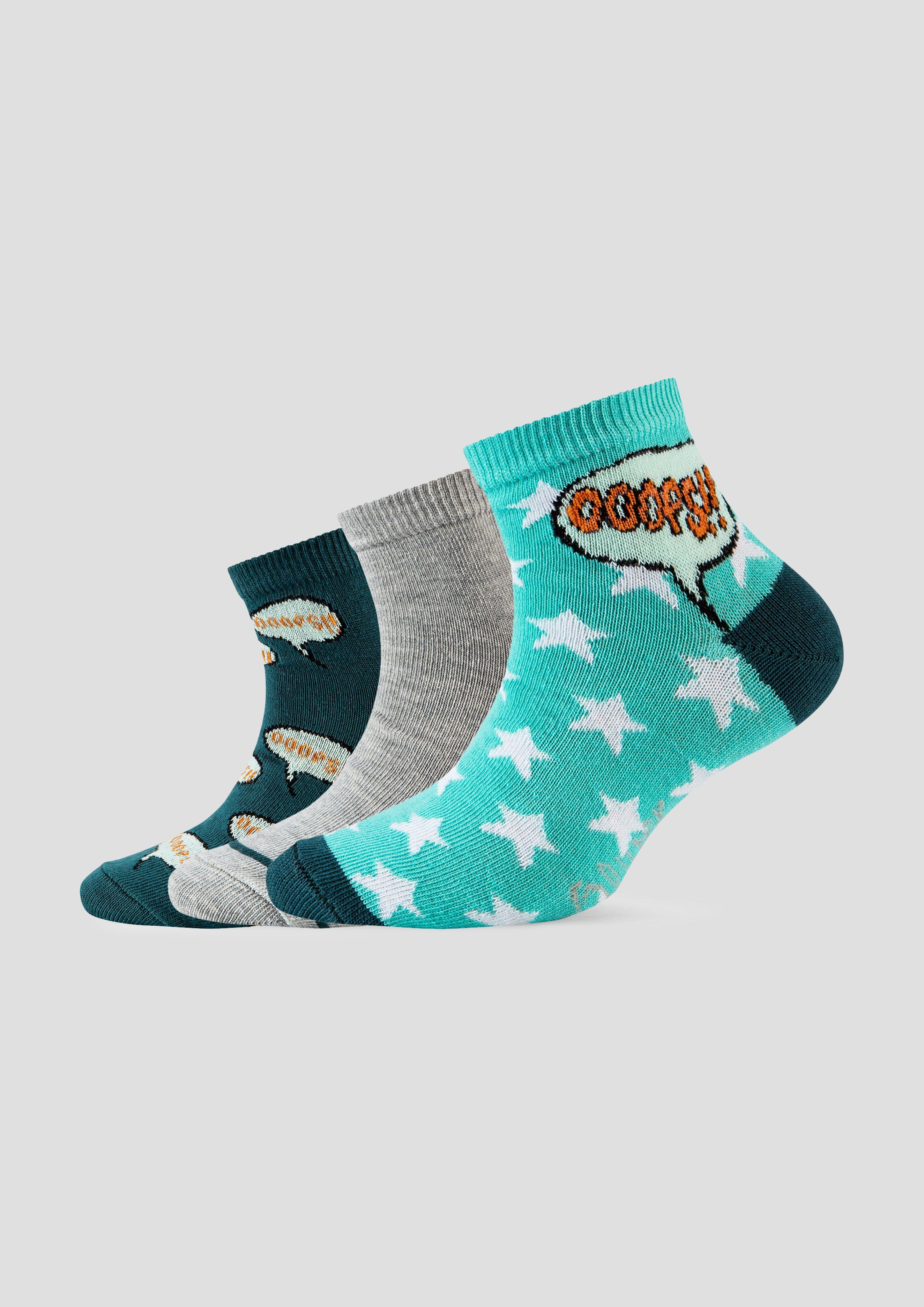 Kurze Socken im 3er-Pack mit verschiedenen Motiven  6007819-6600