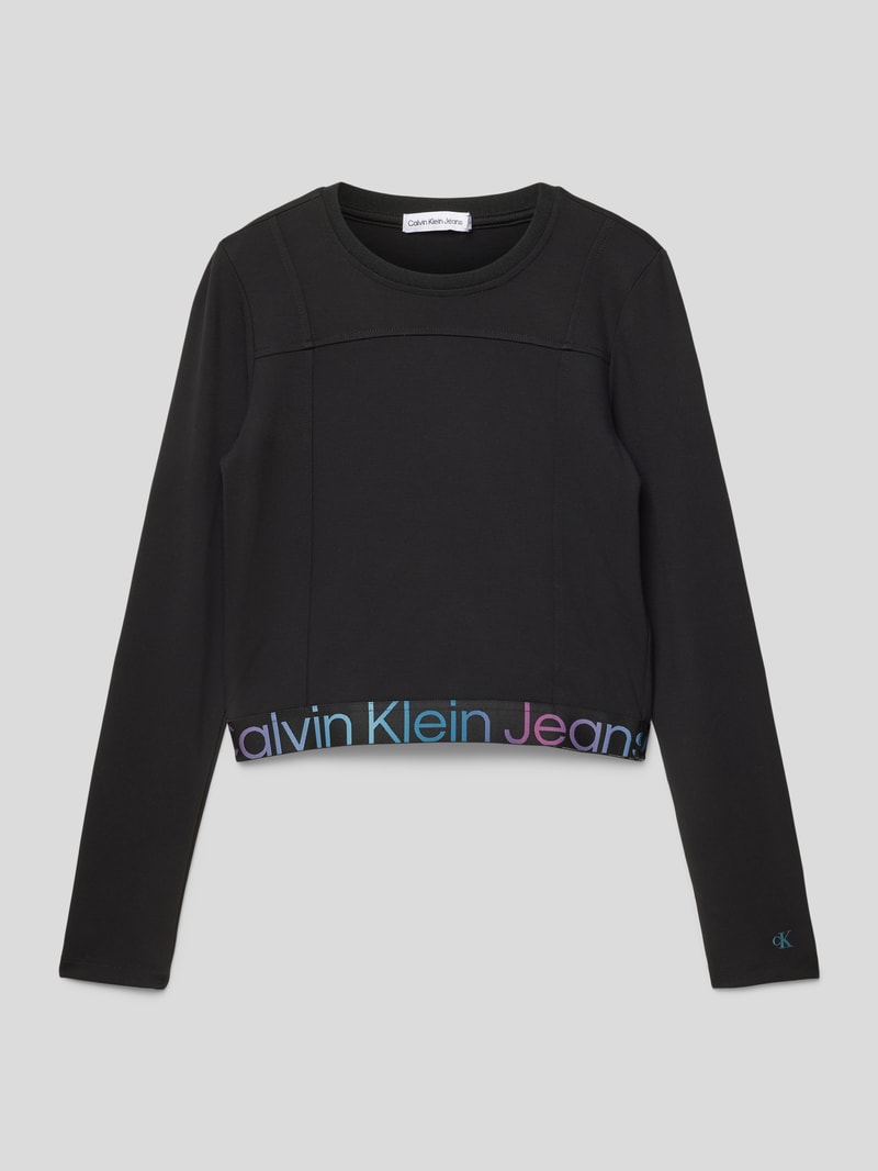 Longsleeve mit Label-Print Modell 'PUNTO' in black