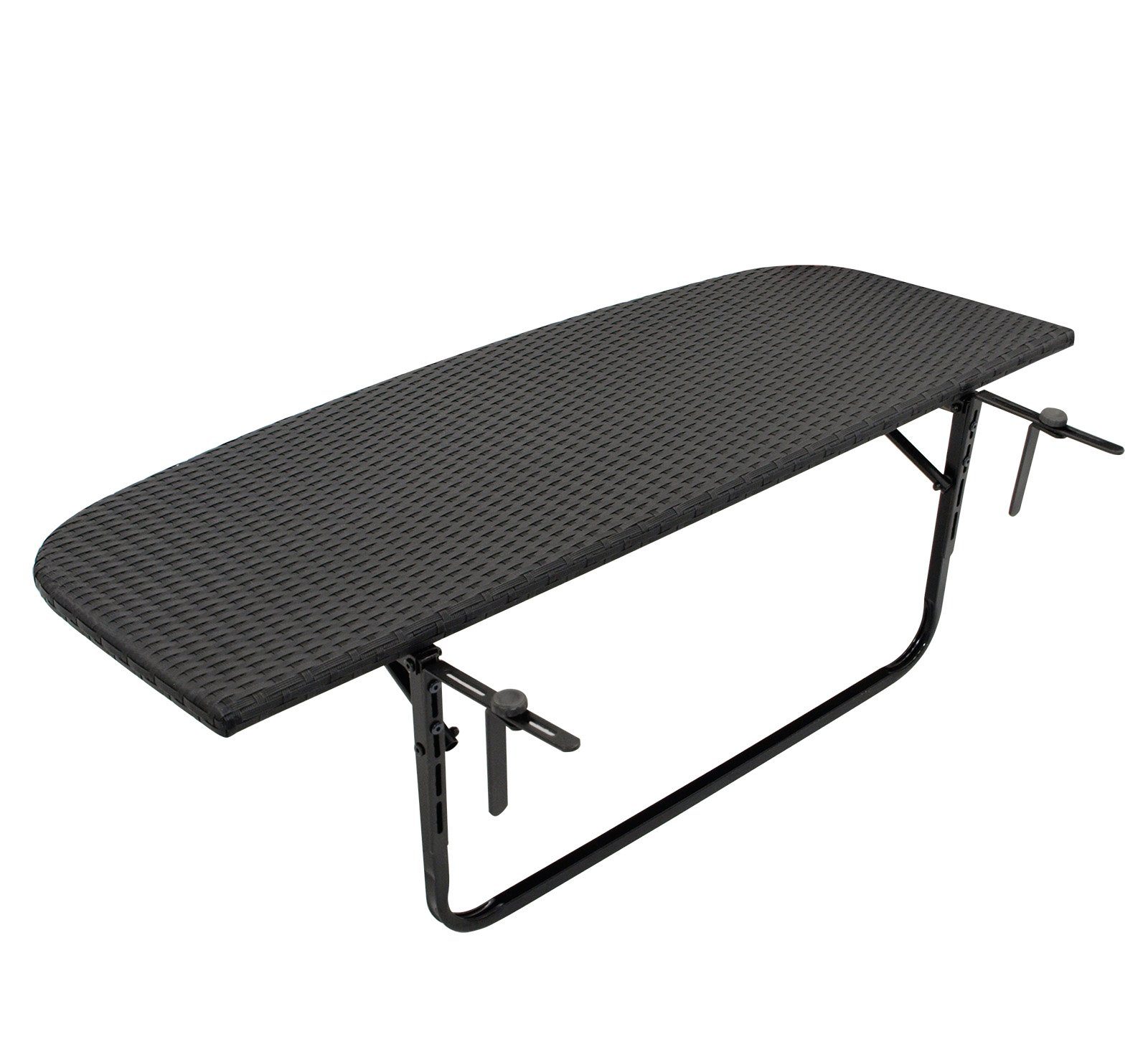 DEGAMO Balkonhängetisch SEVILLA (1-St), 120x40cm, Metall + Polyrattan schwarz, klappbar