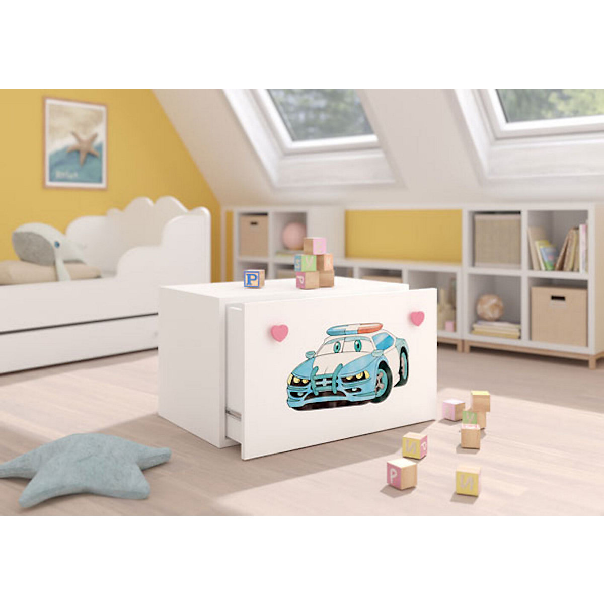 Spielzeugtruhe Sitztruhe Inga 70cm Motiv wählbar mit 1 Schublade