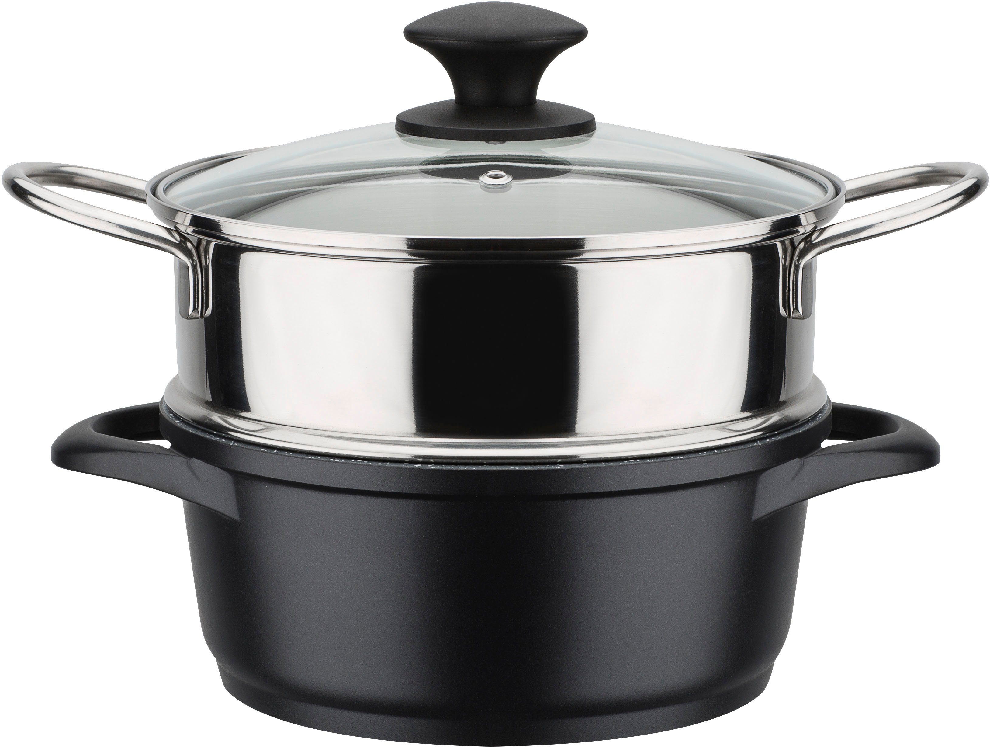 GSW Topf-Set Gourmet Granit, Aluminiumguss (Set, 12-tlg), Induktion