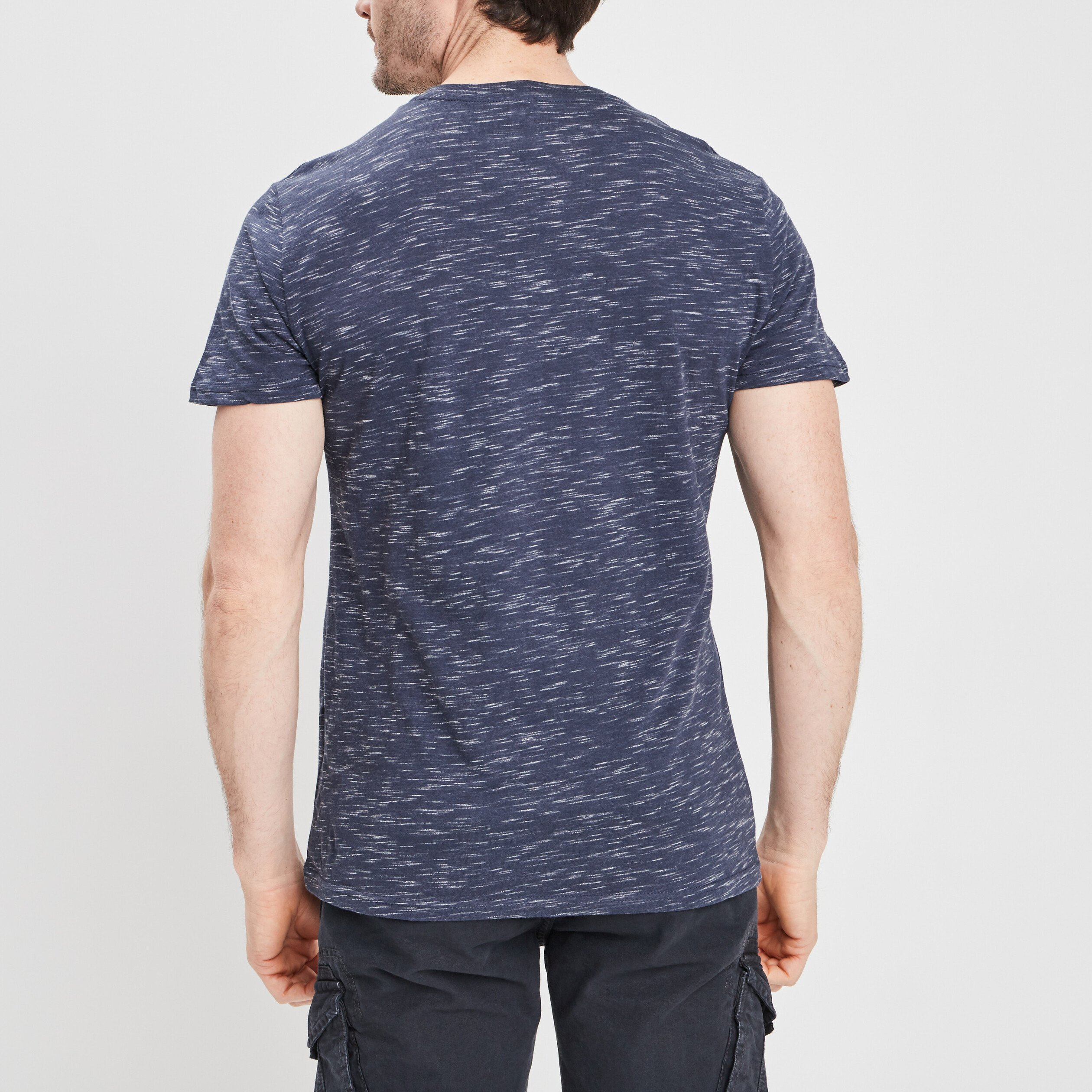 T-shirt manches courtes chiné bleu homme | La Halle