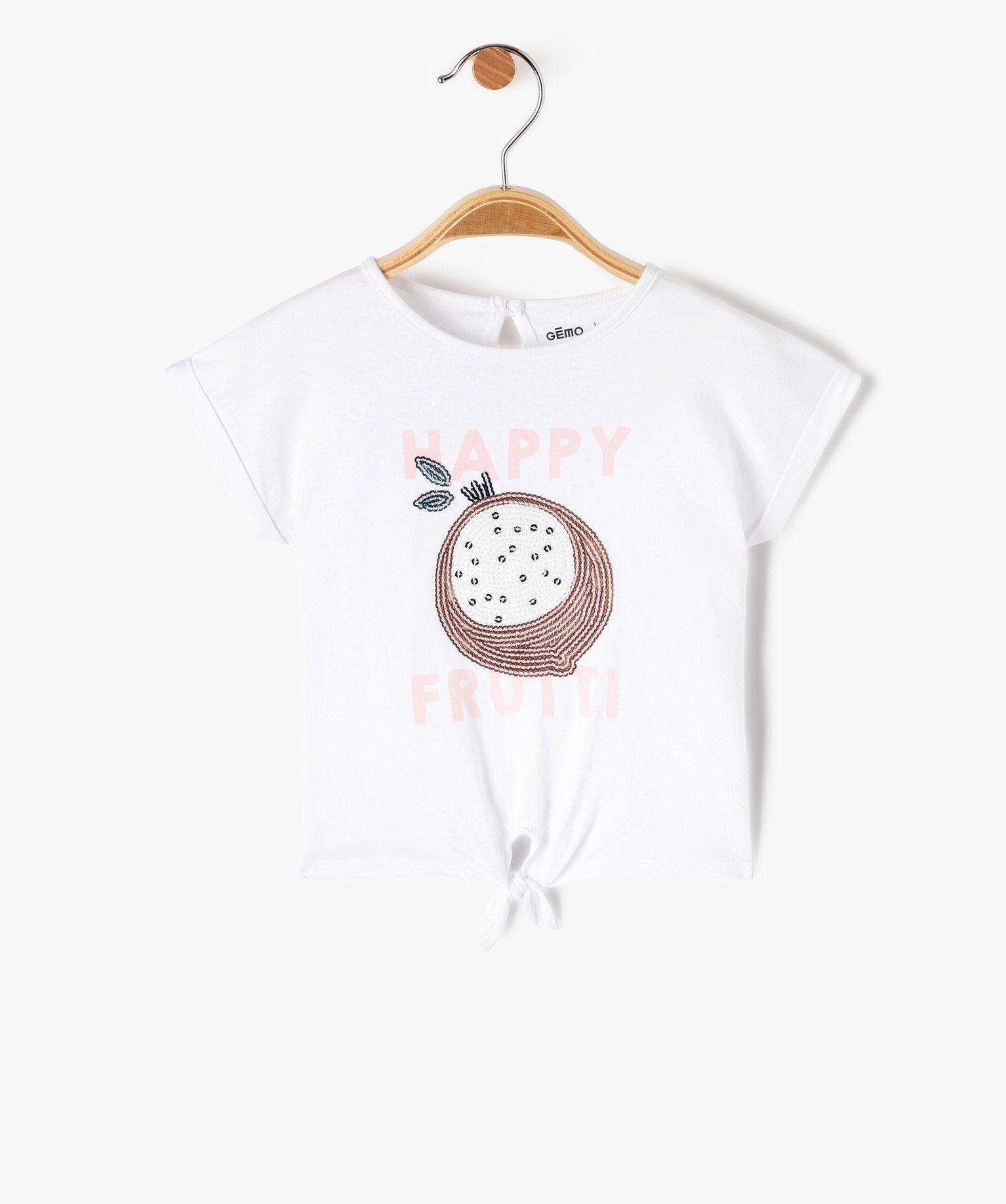 Tee-shirt bébé fille loose à manches courtes et motif bri... blanc | GEMO