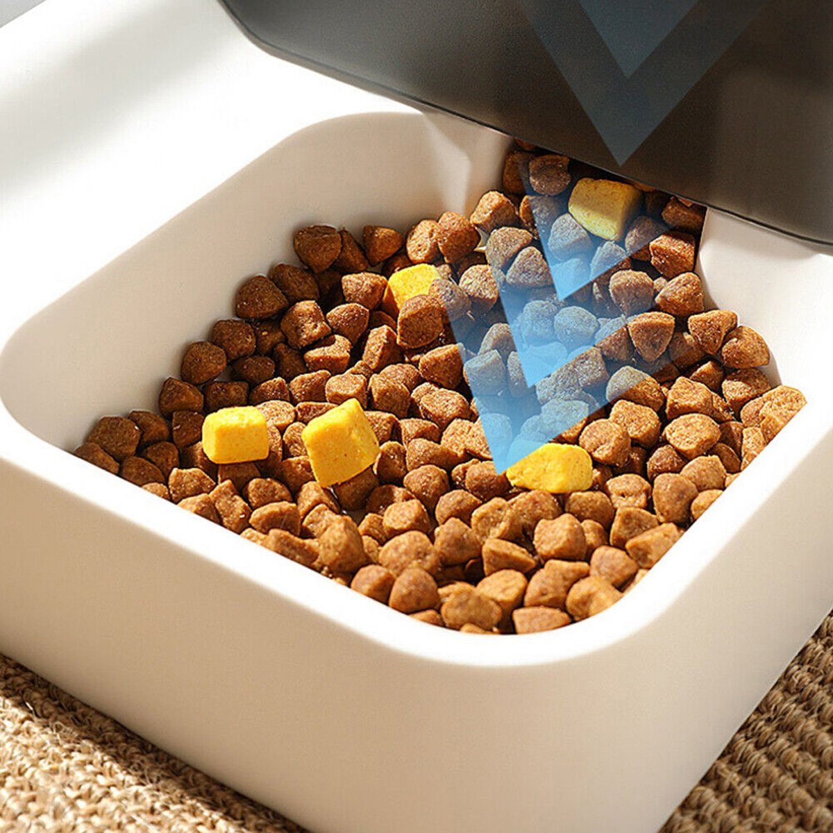 flowgoer Nager-Futterhaus Automatischer Trinkbrunnen für Hunde und Katzen Futterspender 2in1, Siphon-Prinzip,Leicht zu reinigen,Große Kapazität