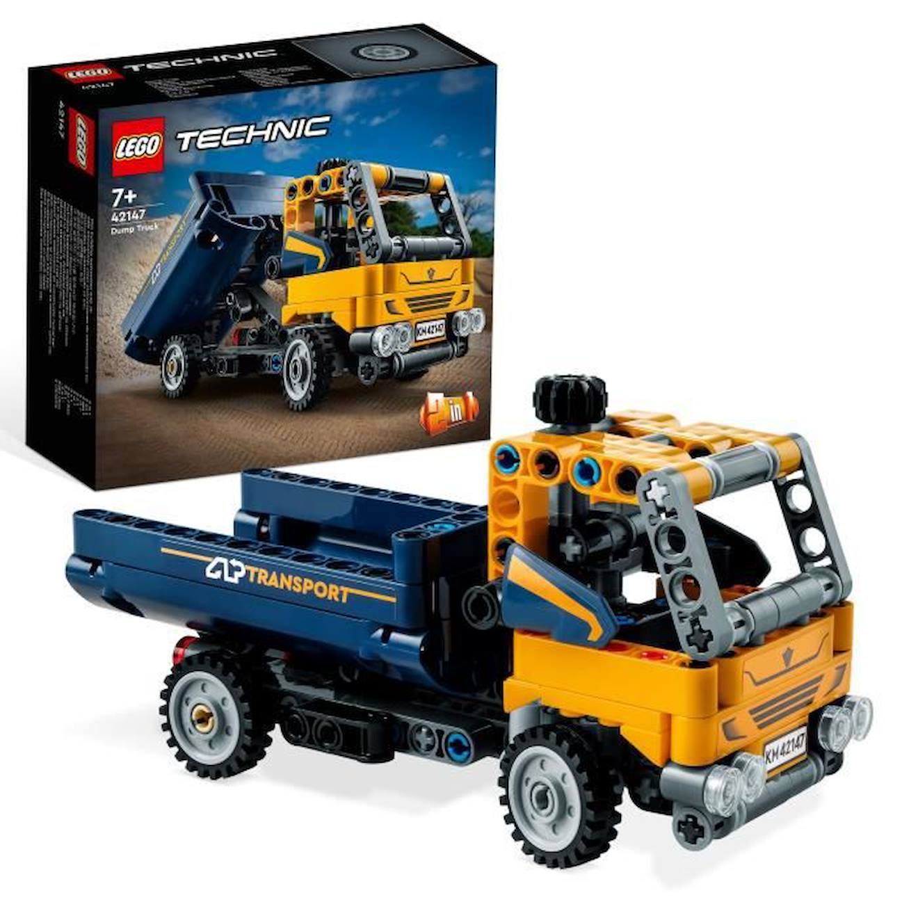 LEGO® Technic 42147 Le Camion à Benne Basculante, 2-en-1, Pelleteuse Jouet, Engin de Chantier blanc