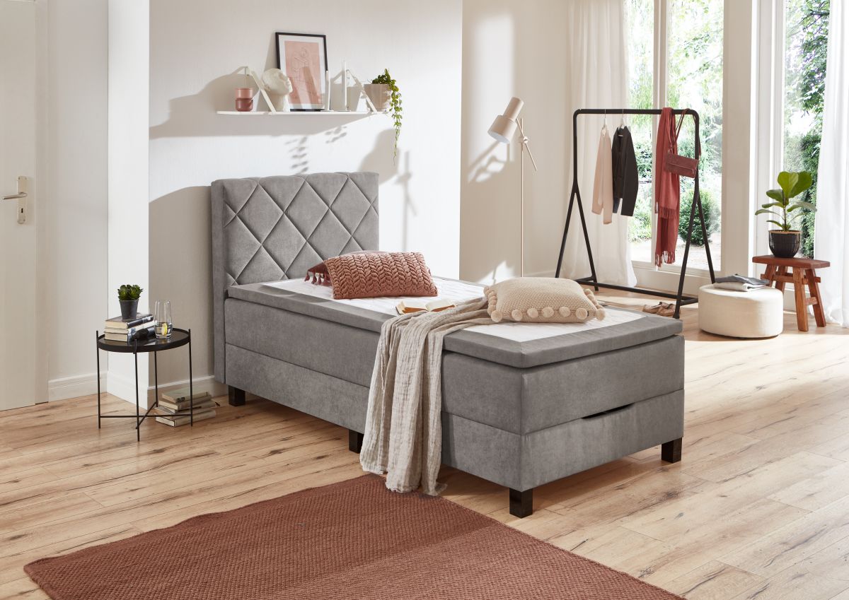 Sun Garden Boxspringbett Jeff mit Bettkasten Silber 100 x 200 cm