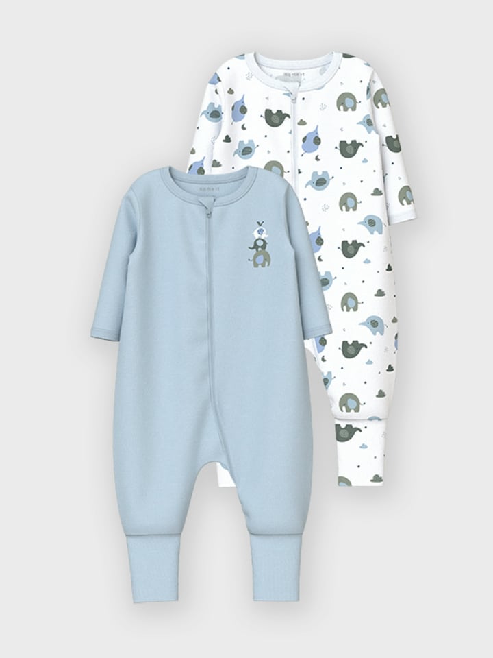 name it Schlafstrampler NBFNIGHTSUIT 2P ZIP ELEPHANT in baby blue günstig kaufen