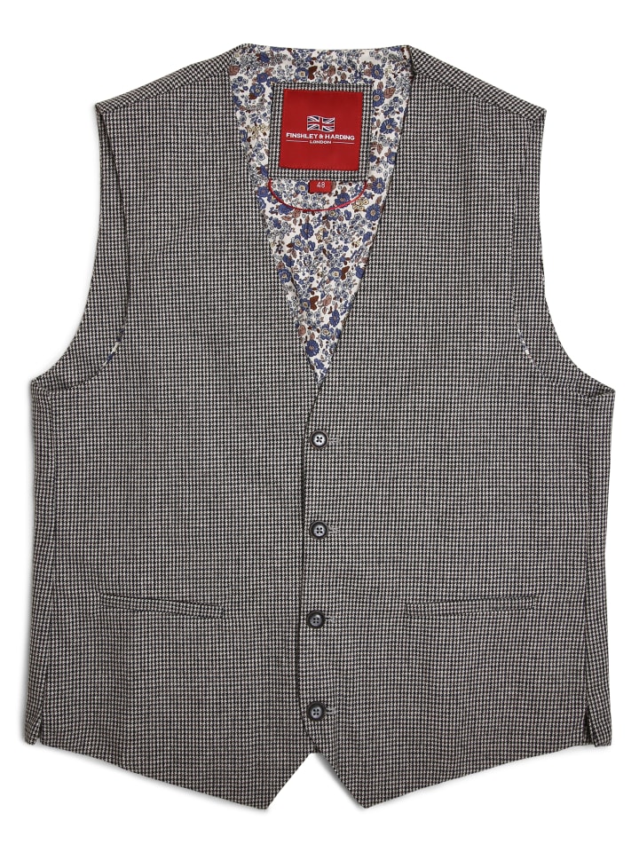 Finshley & Harding London Weste mit Fliege und Einstecktuch in schwarz braun - 0001 günstig kaufen