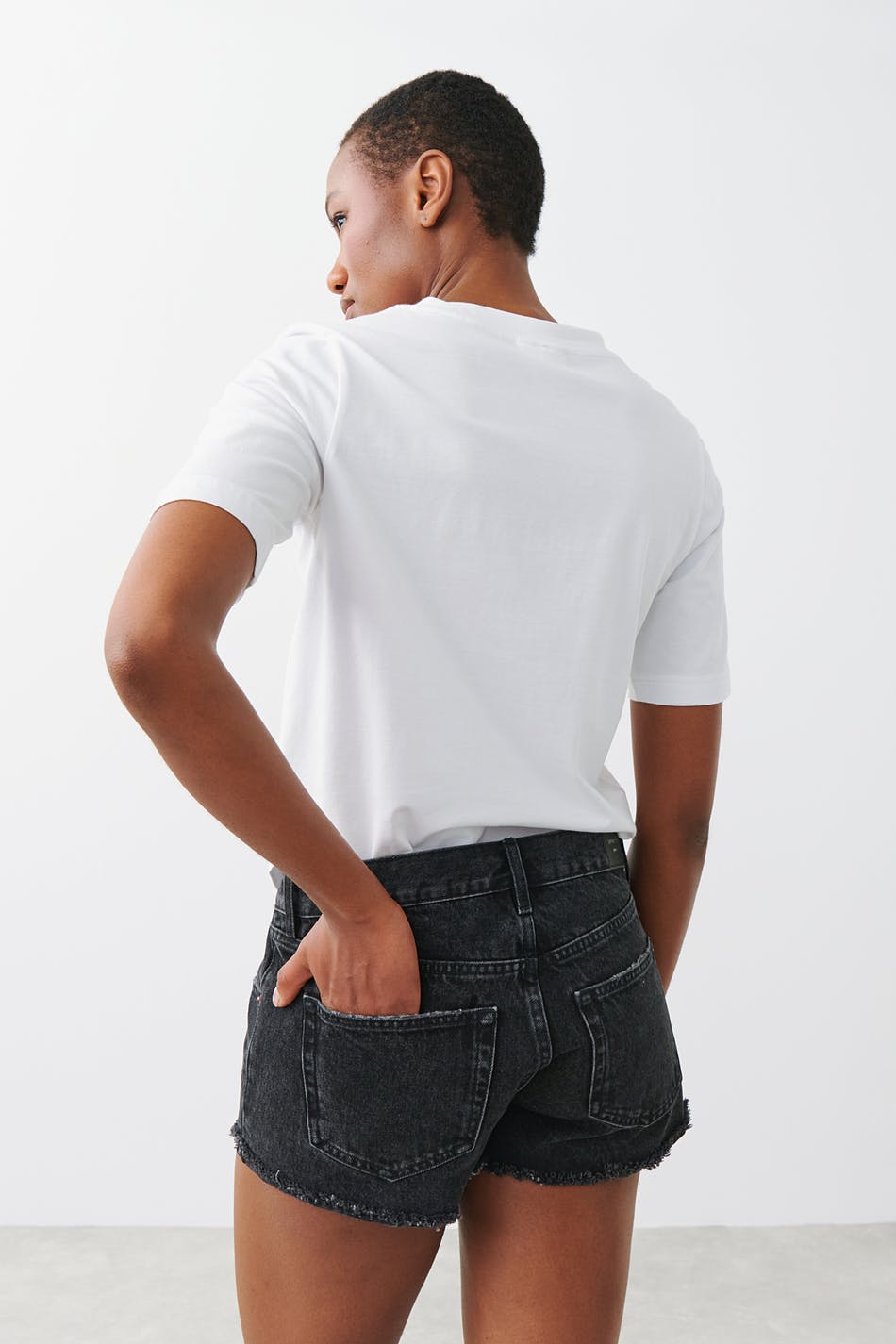 Low denim shorts