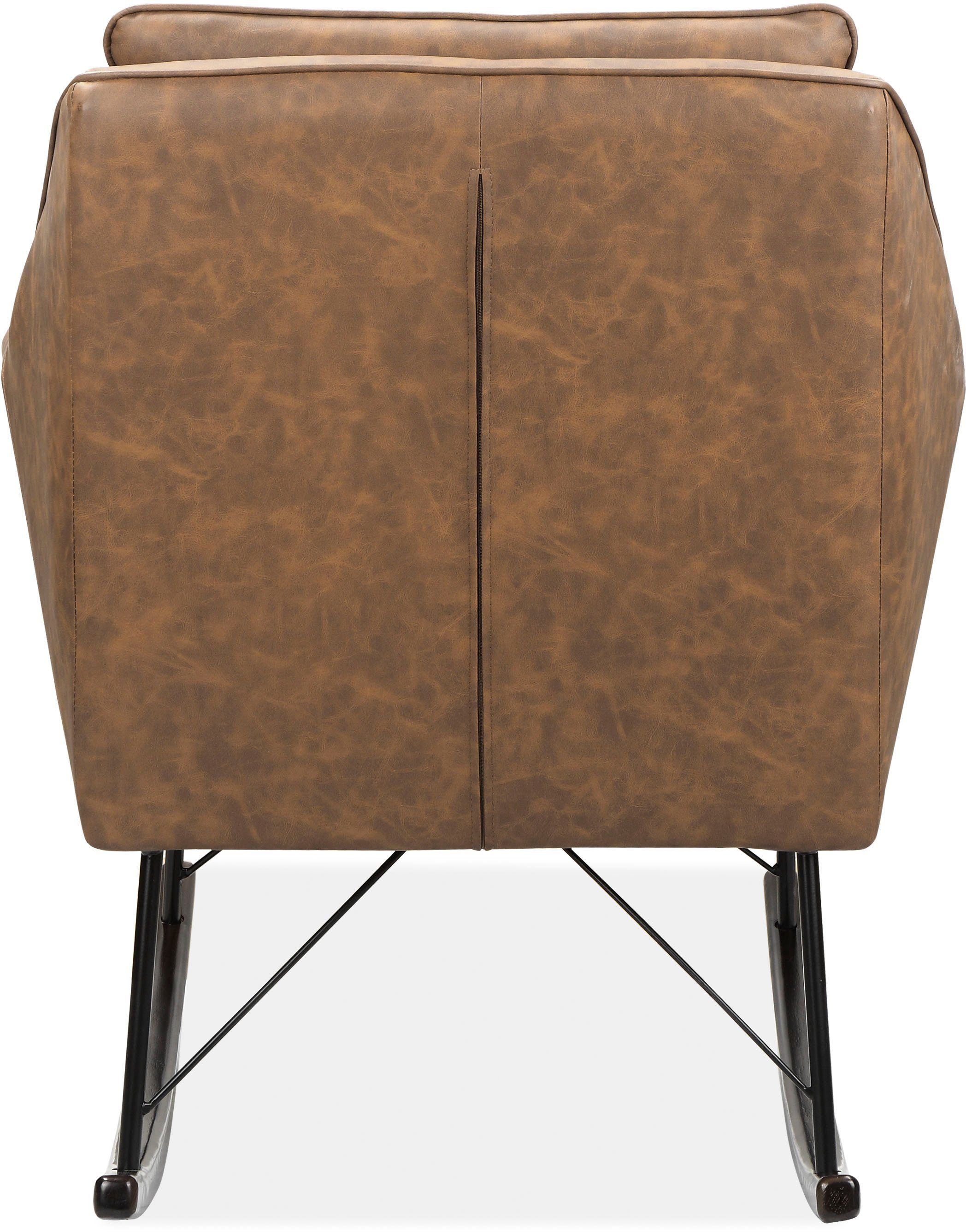 Home affaire Schaukelstuhl Amelia, aus schönem Kunstleder Bezug, in zwei Farbvarianten, Sitzhöhe 47 cm