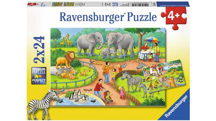 Ravensburger Puzzle - Ein Tag im Zoo, 2x24 Teile