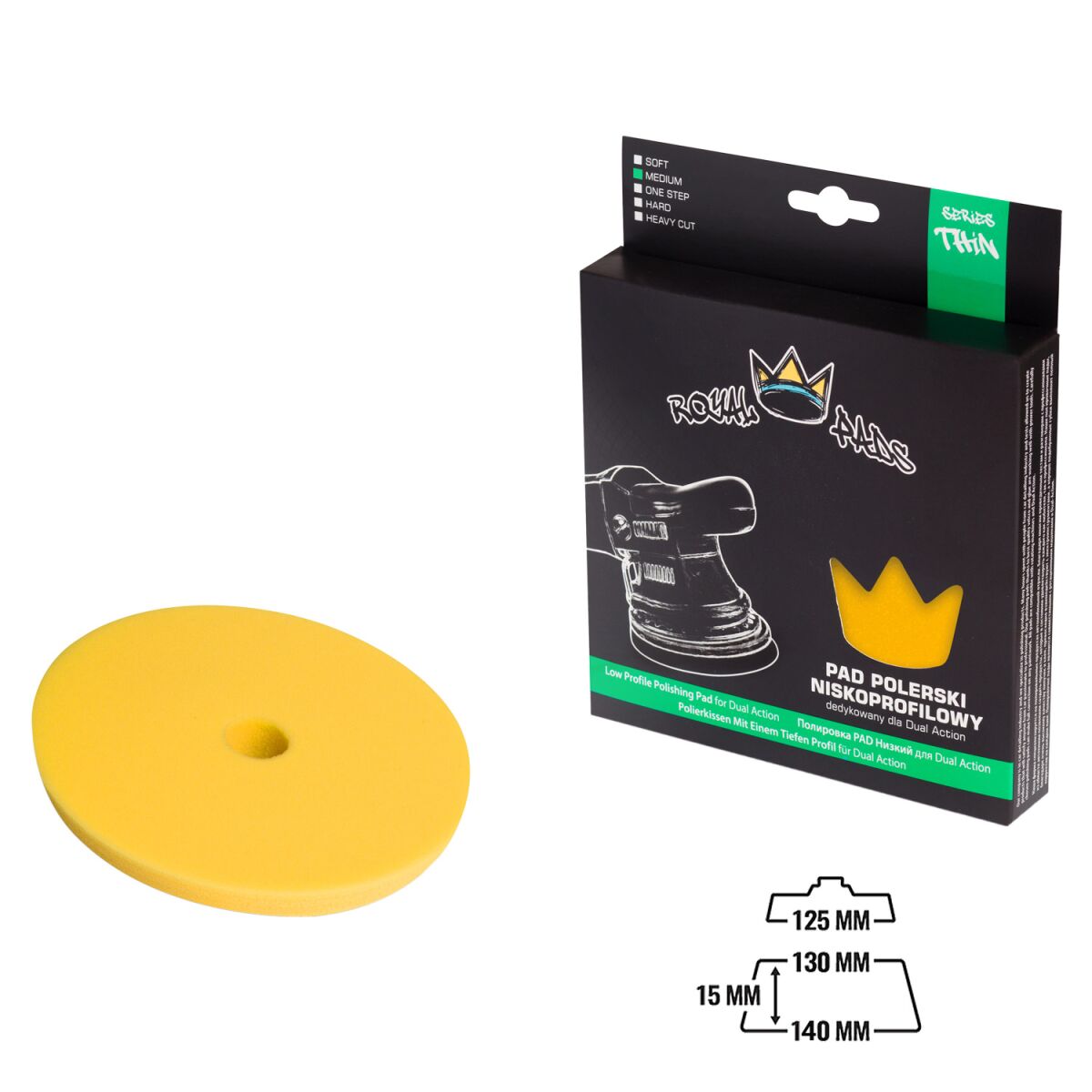 Royal Pads THIN Medium Schaum-Polierpad 130mm gelb