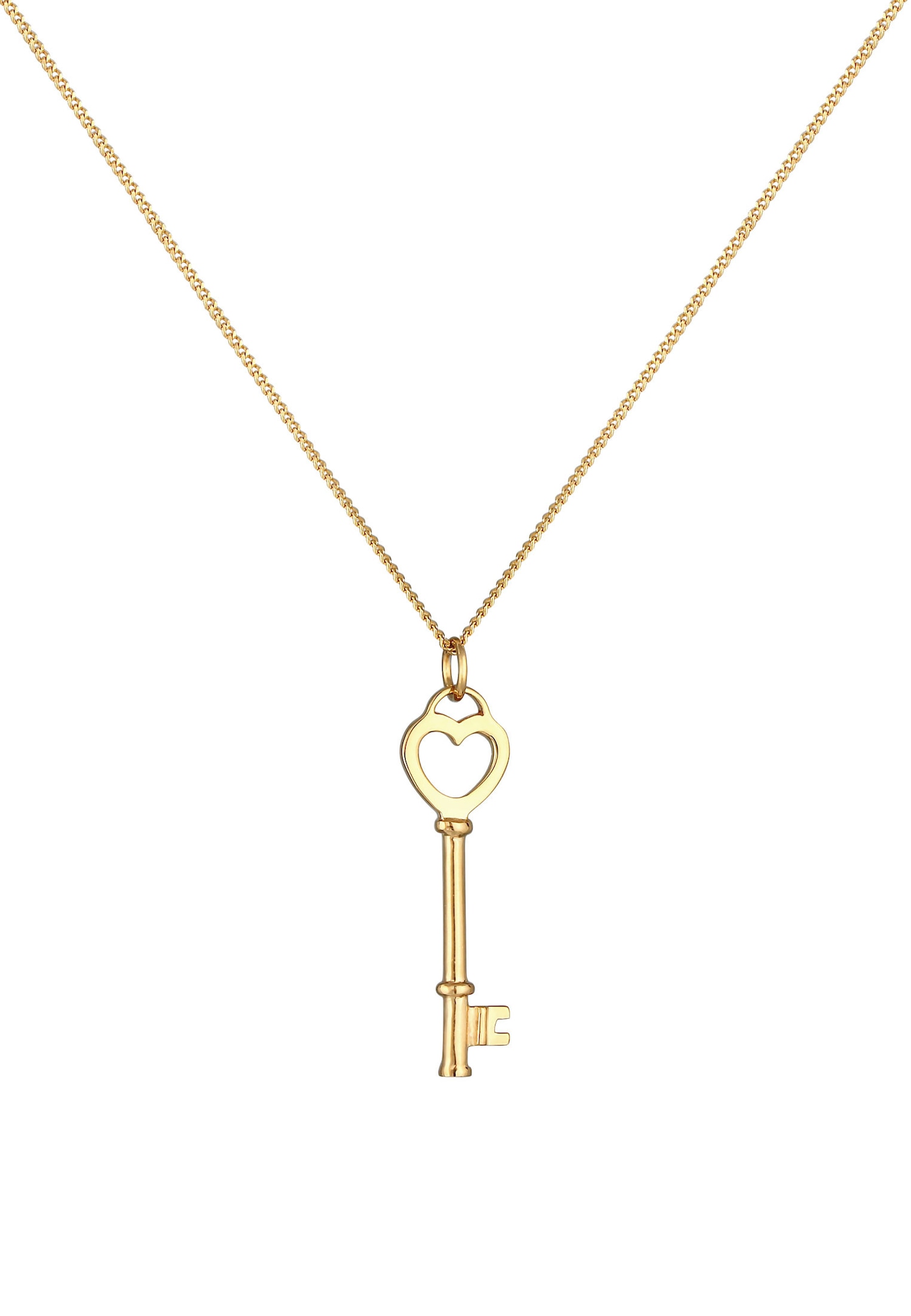 Ciondolo a forma di chiave da donna Elli - Simbolo d'amore a forma di cuore in argento sterling 925 placcato oro