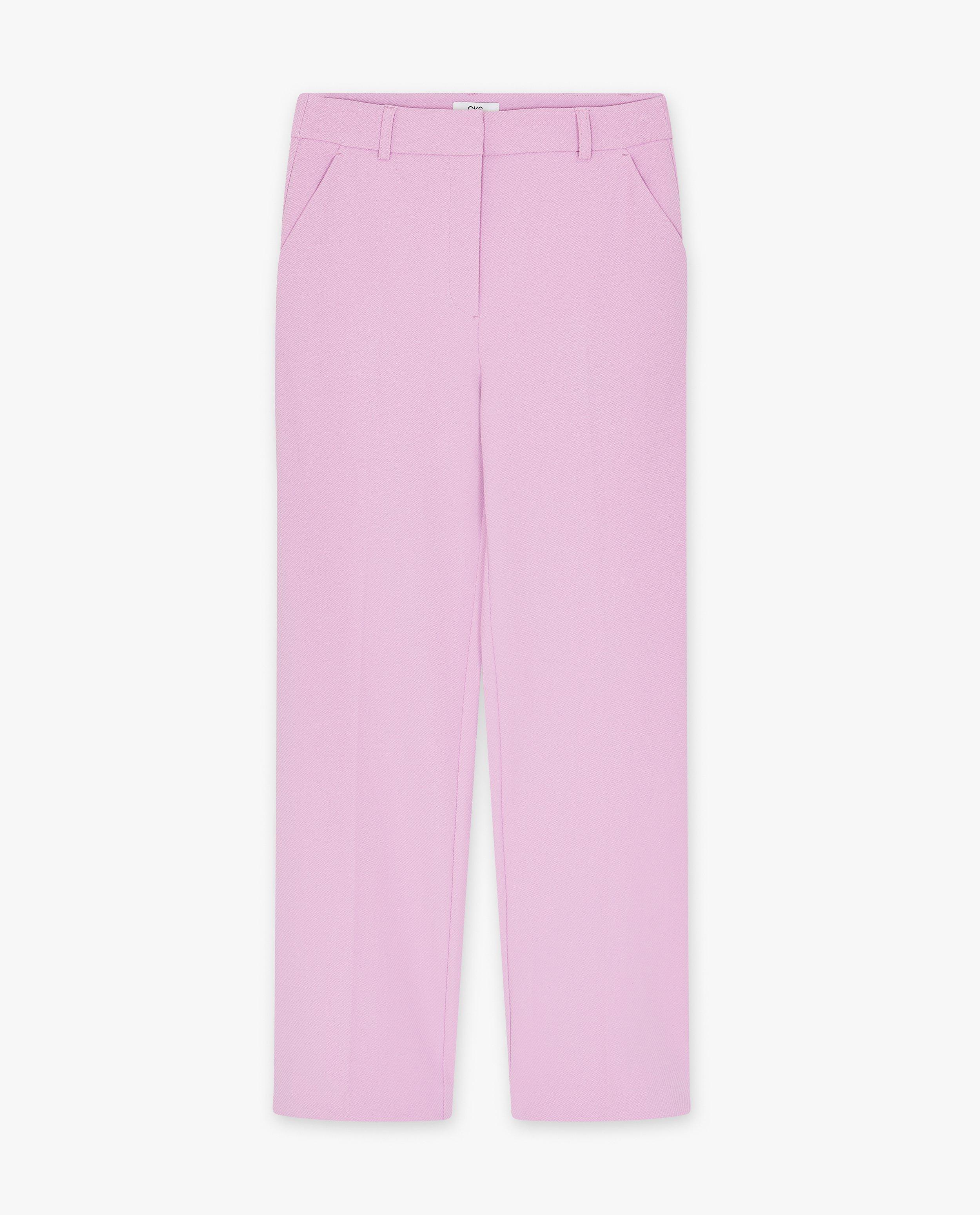 Pantaloni roz pentru femei CKS, croială dreaptă, roz deschis