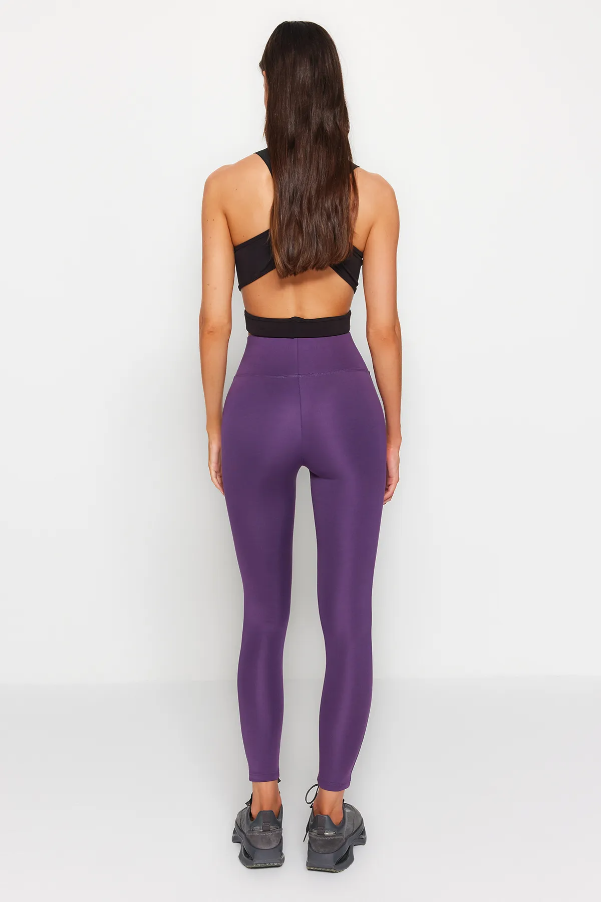 Trendyol Collection  Dunkellila gestrickte Sportstrumpfhose mit breiter Taille, elastisch und extra Erholung in voller Länge TWOAW21TA0029