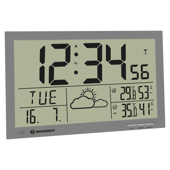 LCD-Wetter-Wanduhr MyTime Jumbo, grau