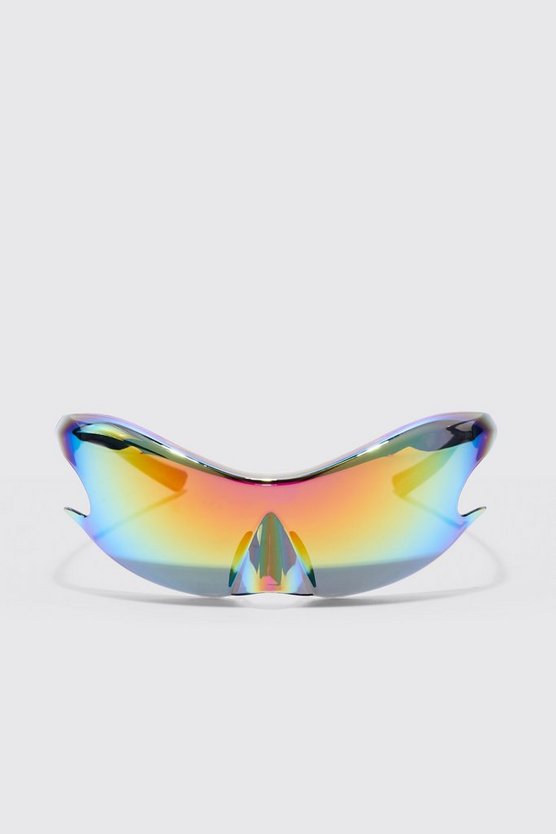 Rahmenlose verspiegelte Racer-Sonnenbrille aus Plastik