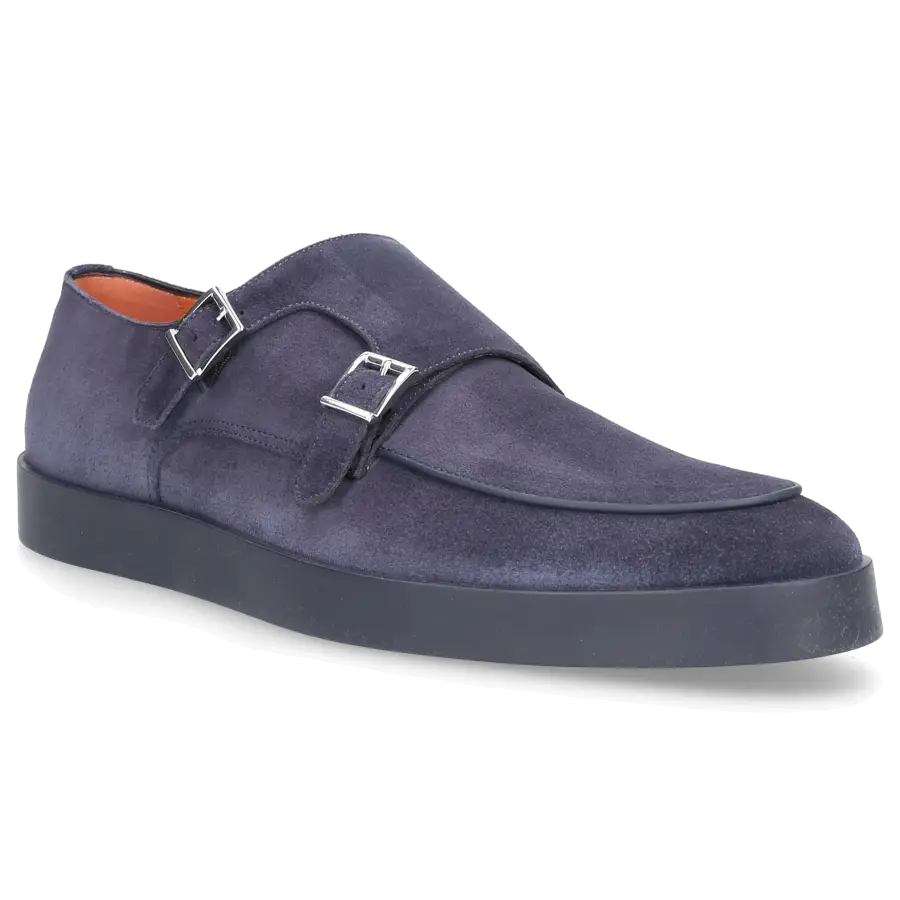 Santoni - Monk Schuhe 16384 Veloursleder - blau