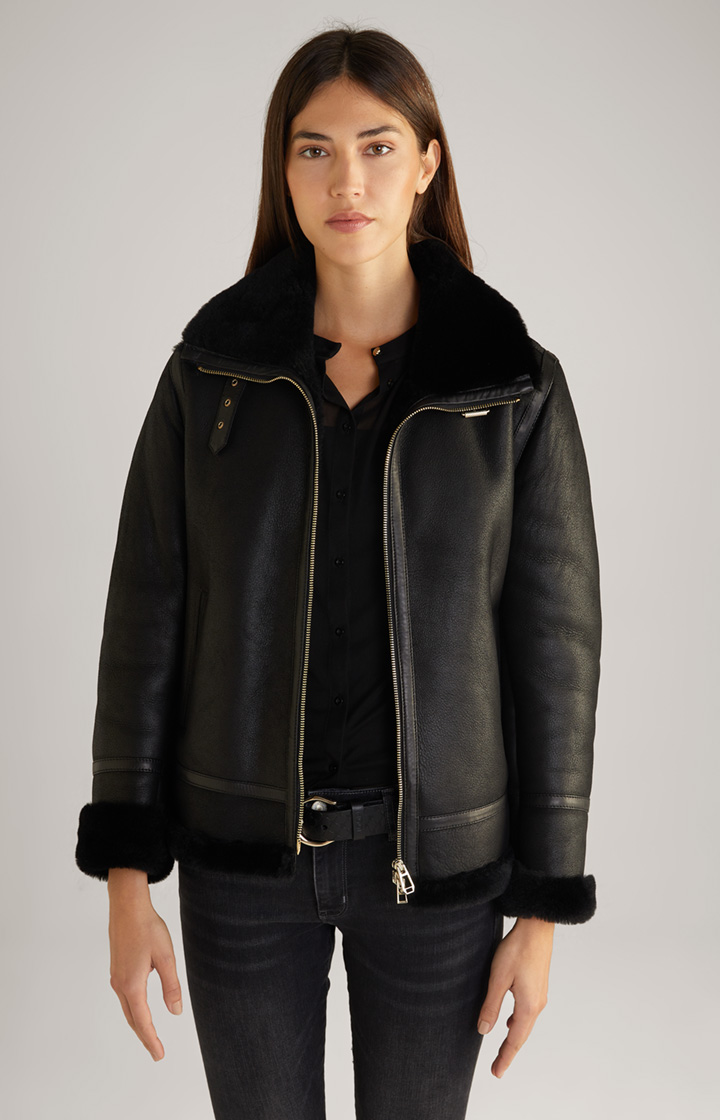 Lammfelljacke in Schwarz